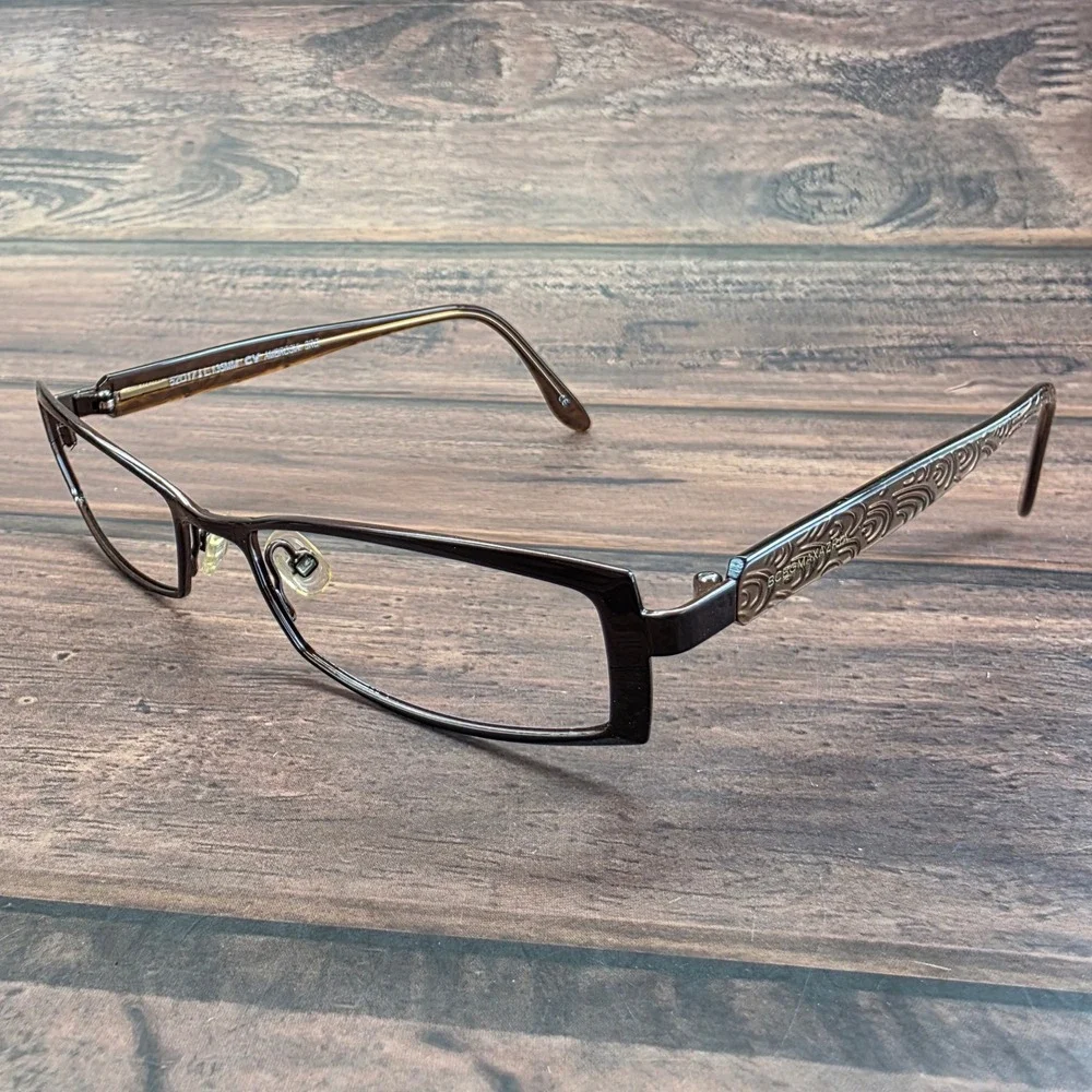 BCBGMAXAZRIA Ambrosia BRO Brown Rectangular Eyeglasses Frames Italy 52-17-135